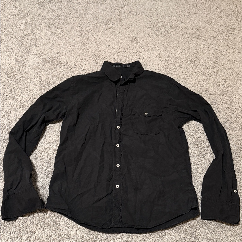 Men's Black Casual Button Down Shirt